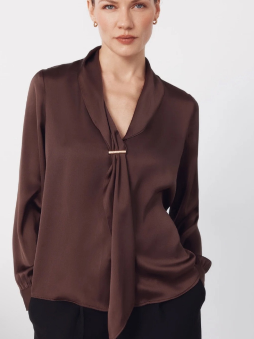 DKNY Scarf -Neck Long Sleeve Blouse